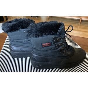 Sorel Kaufman Womens Black Nylon‎ Rubber Snow Duck Boots Size 10